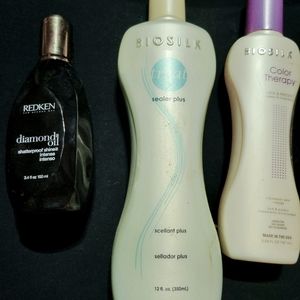 Redken shine oil and Biosilk seal in plus &  Color treatment leave in conditione